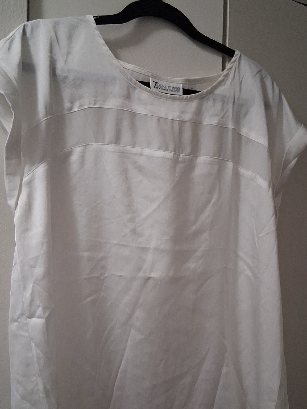 New York & Company White Scoop Neck Top